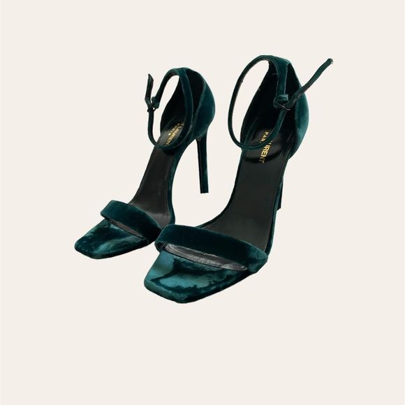 Saint Laurent Green Velvet Heels - Picture 2 of 6